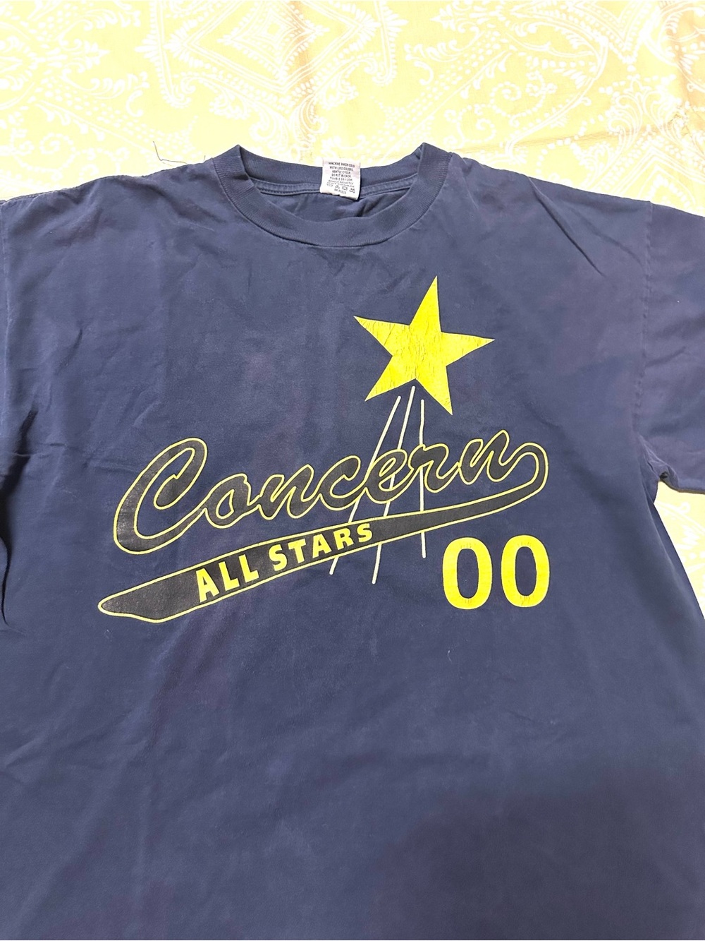 Concern All Stars Navy Short Sleeve Graphic Tee - Yellow Print